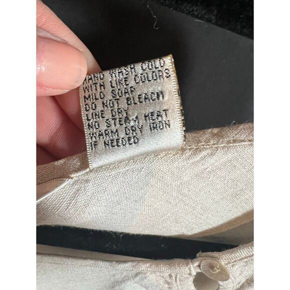 Edward Irish Linen Tunic, Large, 3/4 sleeve, cutout sleeve detail, cream color - Picture 6 of 10